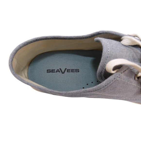 SeaVees Vegan Cotton Chambray Sneakers Coastal Minimalist Eco Retro Size 13 Blue - Picture 12 of 13